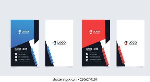 Modern Creative and Clean Two Sided Business Card Template. Flat Style Vector Illustration. Vertical Visiting or Business Card Template