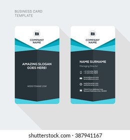 Modern Creative and Clean Two Sided Business Card Template. Flat Style Vector Illustration. Vertical Visiting or Business Card Template. Stationery Design