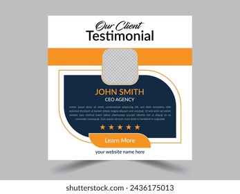 Modern and creative client testimonial design template square size