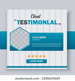Moderne und kreative Kunden Testimonial Social Media Post Design Template, Kundenservice Feedback Bewertung Social Media Post oder Web-Banner Design Template