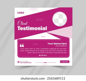 Modern and creative client testimonial social media post design template. Customer feedback card with rating star and vector illustrator design