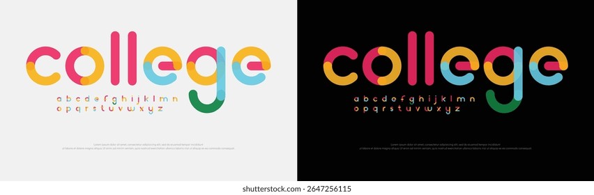 Modern creative color logo alphabet font. College sport font in american style for football, baseball or basketball logos and t-shirt.
