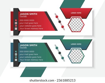 Modern  Creative Colorful Corporate Business Email signature design template or email footer,  and personal social media cover template design with creative layout, for all kind of businesses.