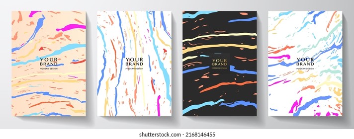 Modern creative colorful cover design set  Abstract abstract rainbow line pattern (curves) background  Creative stripe vector collection for business background page  brochure template  booklet