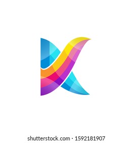 Modern creative colorful initial letter k logo design template. K letter logo vector illustration for business.
