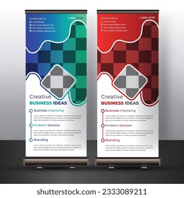 Modern and Creative colorful roll up standee banner design template