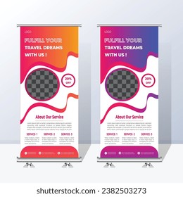 Modern, Creative and Colorful Travel Roll Up Design Template.