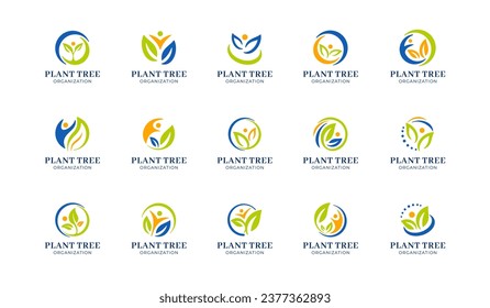 Modern creative community logo. colorful plant tree organization logo template. nonprofit organization logo template. modern and minimalist organization logo template