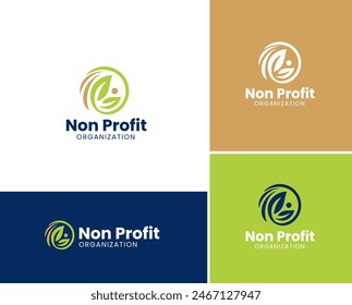 Modern creative community logo. nonprofit organization logo collection. people care logo template