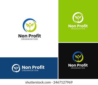 Modern creative community logo. nonprofit organization logo collection. people care logo template