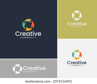 Plantilla de logotipo de la comunidad creativa moderna. plantilla de logotipo de organización sin ánimo de lucro