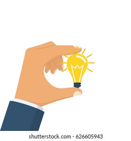 Modern creative concept best ideas. Hand holding idea. Vector illustration flat style design.