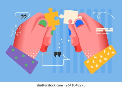 Modern creative concept for searching solutions, brainstorming and planning strategy with hands design. Business vector illustration for social media, banner or presentation template