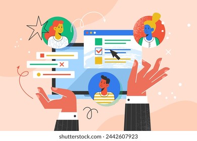 Modern creative concept for teamwork, brainstorming and planning strategy. Business vector illustration for social media, banner or presentation template