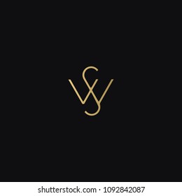 Modern Creative Connected Elegant WS SW W S Artistic Black And Golden Color Initial Based Letter Icon Logo.
