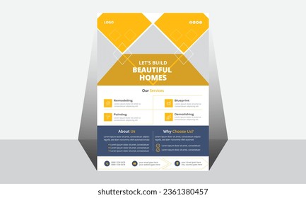 Modern And Creative Construction Flyer design. Vector template.