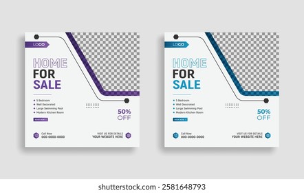 Modern creative corporate abstract social media post template design for real estate company