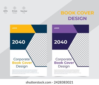 Modern and creative corporate book cover design template with mockup.