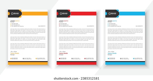 Modern  Creative Corporate Business style letterhead design bundle. Clean and professional corporate company business letterhead template.
