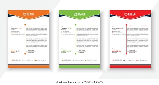 Modern  Creative Corporate Business style letterhead design bundle. Clean and professional corporate company business letterhead template.
