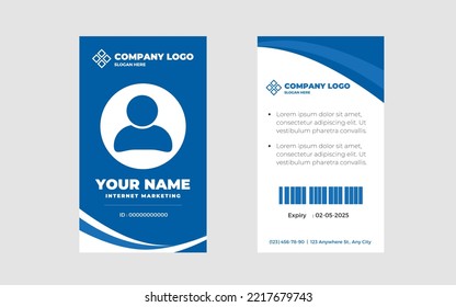 Modern and creative corporate company employee id card template. blue id card in white background