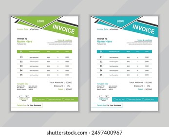 Modern and creative corporate company vactor template invoice design