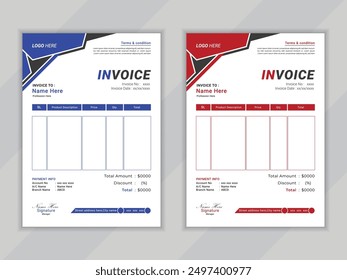 Modern and creative corporate company vactor template invoice design