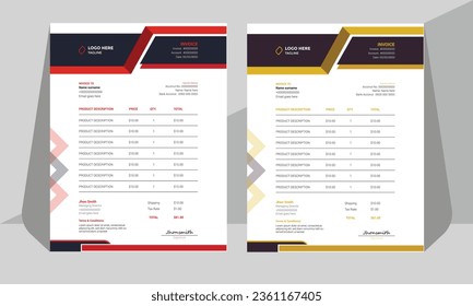 Moderna plantilla de facturas corporativas creativas Diseño de vectores para su empresa.
