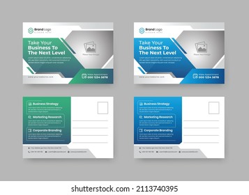 modern and creative corporate post card design template both side printable and editable