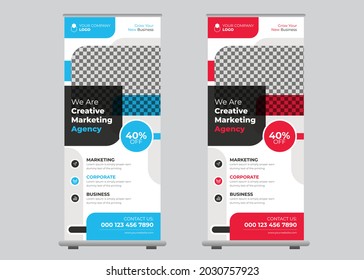 Modern and Creative Corporate Vertical Roll-up Banner Template Design for Advertising