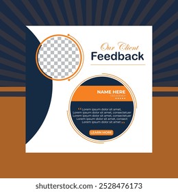 Feedback moderno e criativo do cliente ou depoimento do cliente e revisão do cliente mídia social post banner