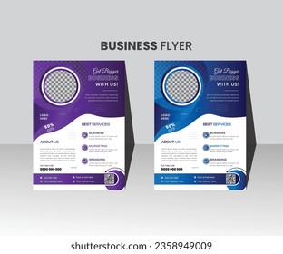 Modern, creative, customize, elegant, minimal, professional, print ready flyer template design, two colors scheme.