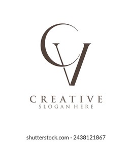 Diseño creativo moderno del logotipo del CV. Monograma basado inicial del icono y letras en vector de lujo