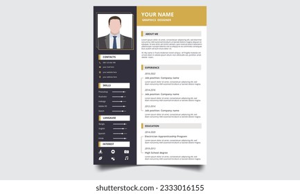 Plantilla de diseño de currículum cv moderno y creativo. Reanudar plantilla para aplicaciones de trabajo. 