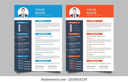 Moderne und kreative cv Lebenslauf-Design-Vorlage. Vorlage für Auftragsanwendungen wieder aufnehmen. 