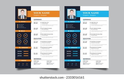 Modern and creative cv resume design template. Resume template for job applications. 