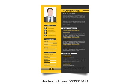 Modern and creative cv resume design template. Resume template for job applications. 