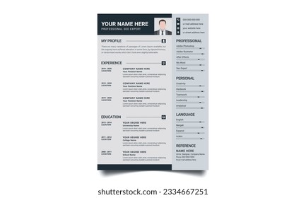 Plantilla de diseño de currículum cv moderno y creativo. Reanudar plantilla para aplicaciones de trabajo. 