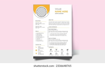 Modern and creative cv resume design template. Resume template for job applications. 