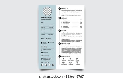 Modern and creative cv resume design template. Resume template for job applications. 