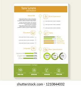 Modern creative cv resume with infographic template vector