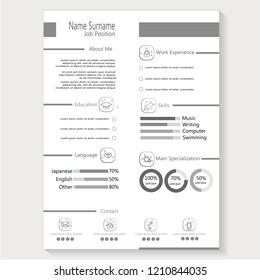 Modern creative cv resume with infographic template vector