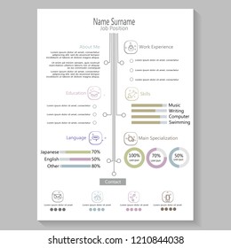 Modern creative cv resume with infographic template vector