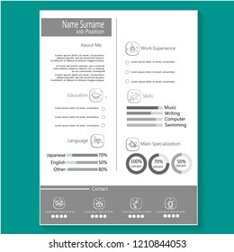 Modern creative cv resume with infographic template vector