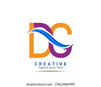 Modern creative DC logo design and template. Professional DC letter logo design brand identity