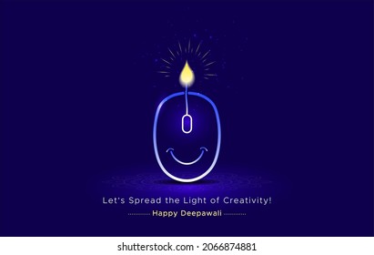 Modern creative design for Diwali festival celebration. Smiling Eco friendly green technology with computer mouse illustration - Shutterstock ID 2066874881