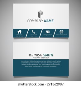 modern creative design simple business card white and blue template vector