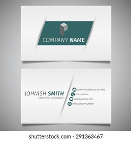 modern creative design simple business card white and green template vector
