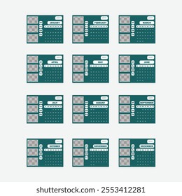 Modern Creative Desk calendar template full editable vector file 2025, new year 2025 table calendar, week starts on Sunday.