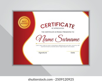 Modern and creative diploma certificate award template